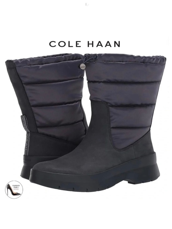 Cole Haan Pinch Utility Puffer Dark Gray Leather Waterproof Winter Snow Boot 8.5
